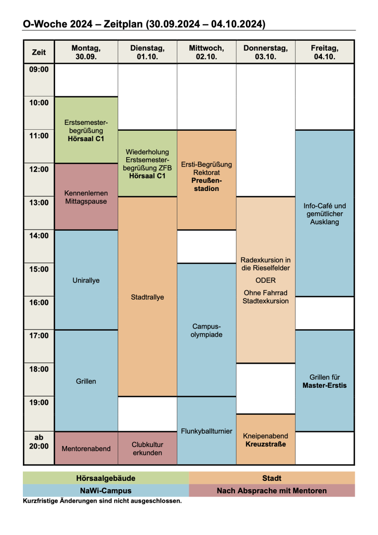 Hier wird der O-Wochenplan von 2024 angezeigt.