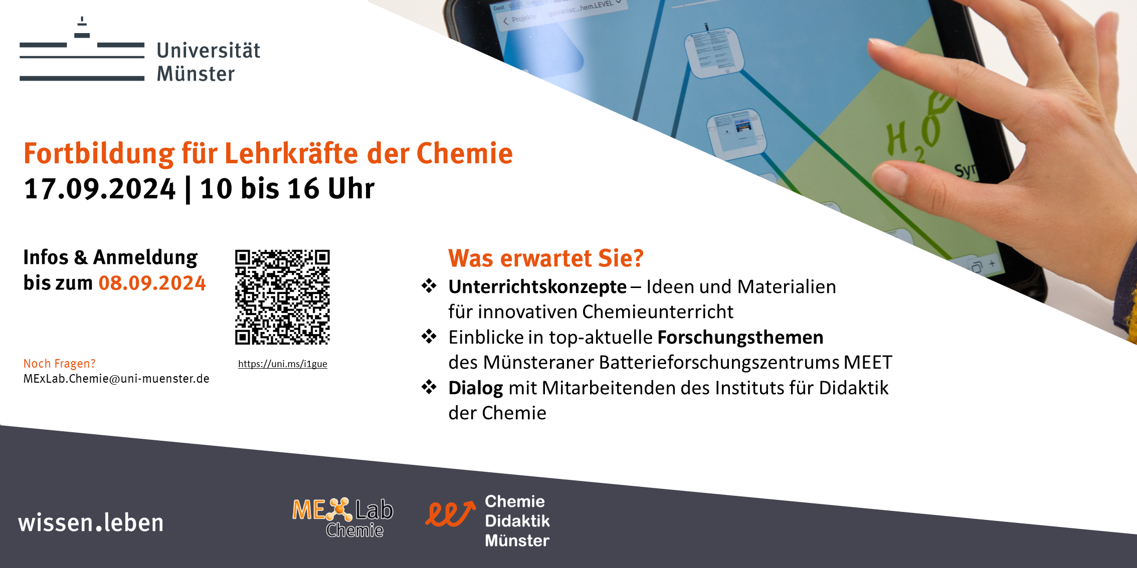 Flyer für die Fortbildung für Lehrkräfte der Chemie am 17.09.2024