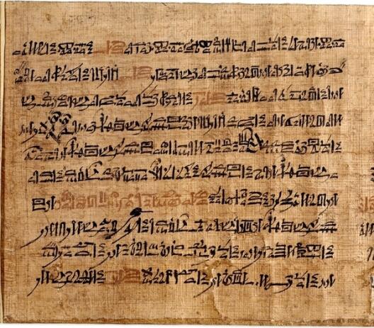 Abbildung eines Teils des Papyrus D'Orbiney mit dem Zweibrüdermärchen