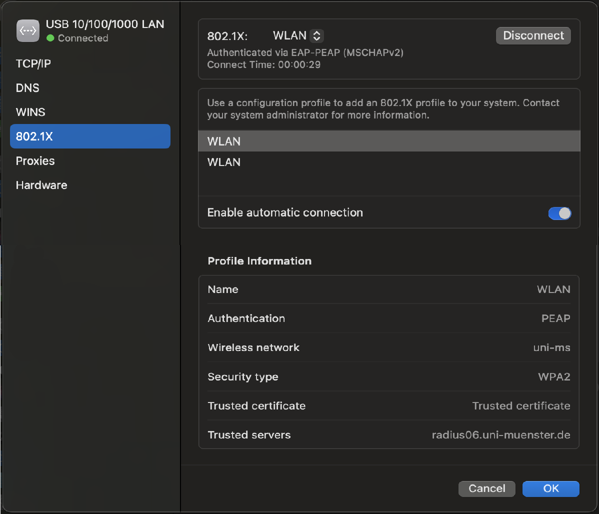 Option 2: Wifi via the University of Münster is already set up