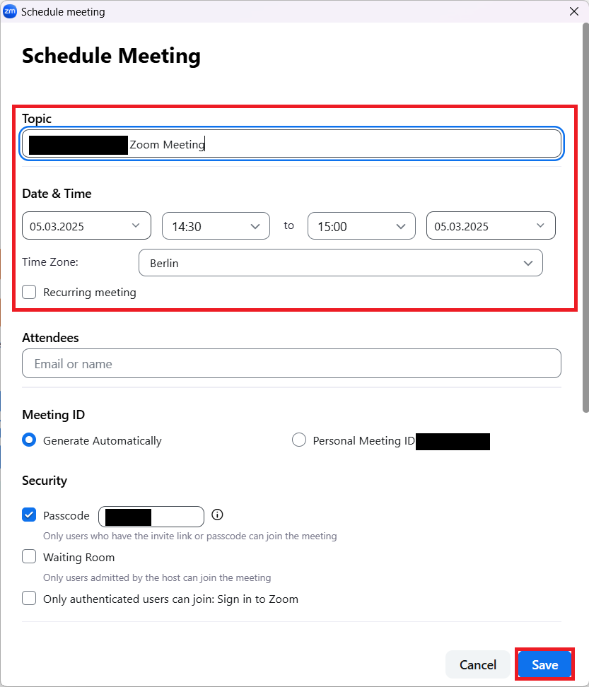 2. Meeting Settings