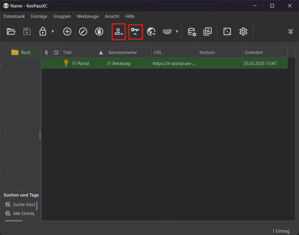 Copy Username and Password
