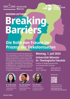 Plakat des öffentlichen Vortrags „Breaking Barriers. Die Rolle von Frauen im Prozess der Dekolonisation“<address>© RWIT-ETF</address>