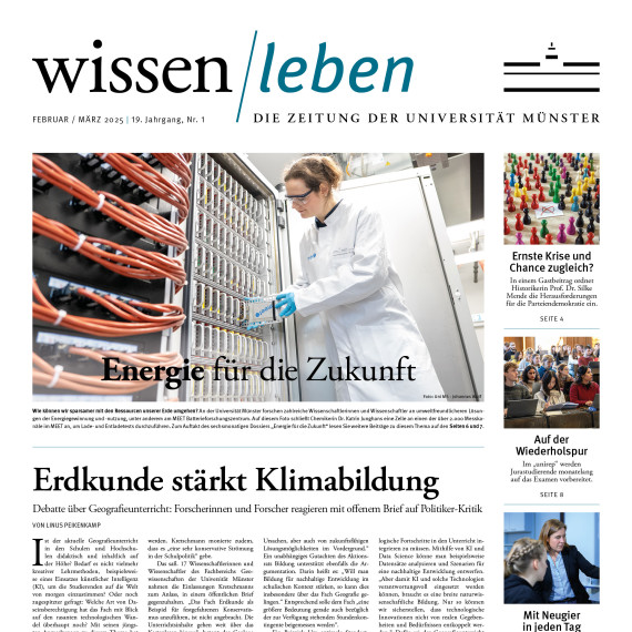 Titelseite der wissen|leben Nr. 1, 29. Januar 2025<address>© Uni MS</address>